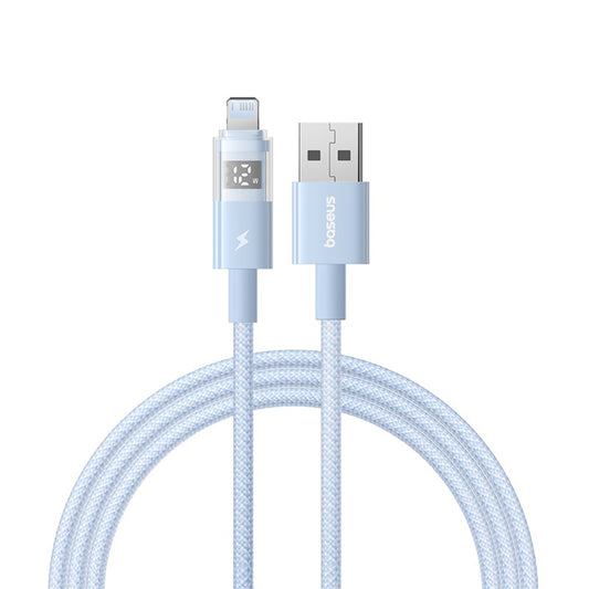 Cablu Date si Incarcare USB-A - Lightning Baseus Display 2, 12W, 2m, Albastru P10382700311-01