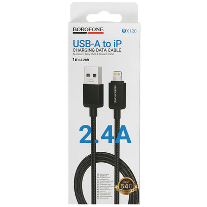 Cablu Date si Incarcare USB-A - Lightning Borofone BX120 Placer, 18W, 1m, Negru