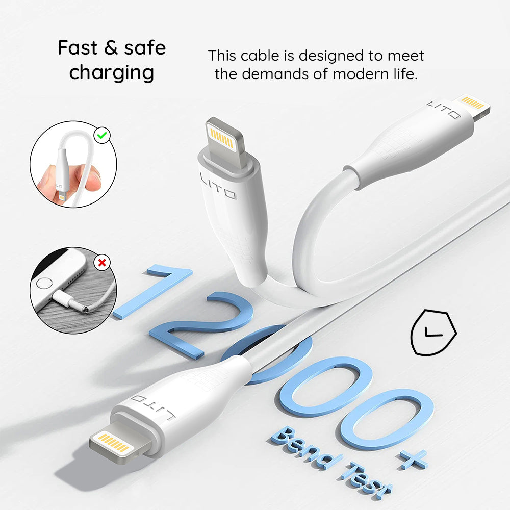 Cablu Date si Incarcare USB-A - Lightning Lito LD03L, 18W, 1m, Alb