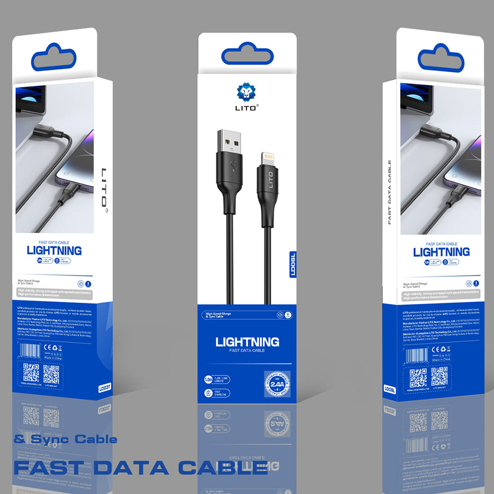 Cablu Date si Incarcare USB-A - Lightning Lito LD06L, 18W, 1m, Negru
