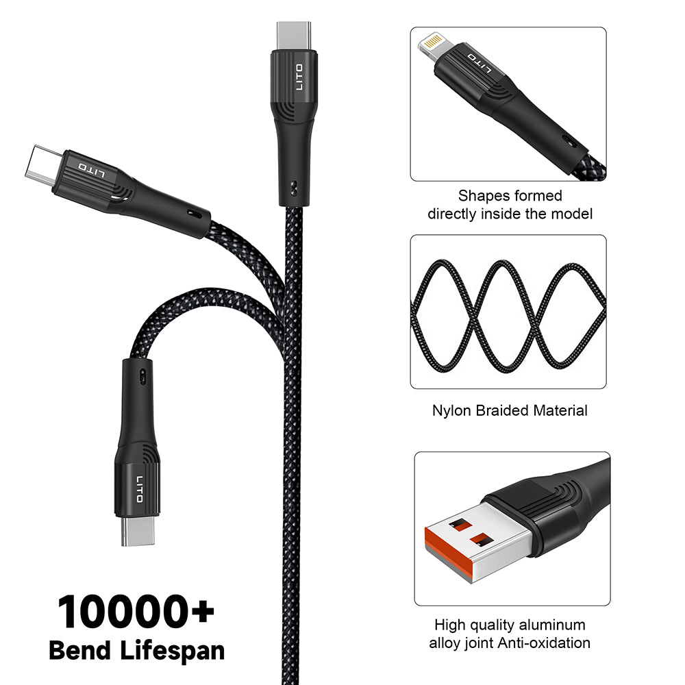 Cablu Date si Incarcare USB-A - Lightning Lito LD14, 18W, 1m, Negru
