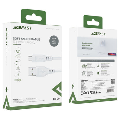 Cablu Date si Incarcare USB-A - microUSB Acefast C3-09, 18W, 1.2m, Alb