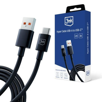 Cablu Date si Incarcare USB-A - USB-C 3MK Hyper, 18W, 1.2m, Negru