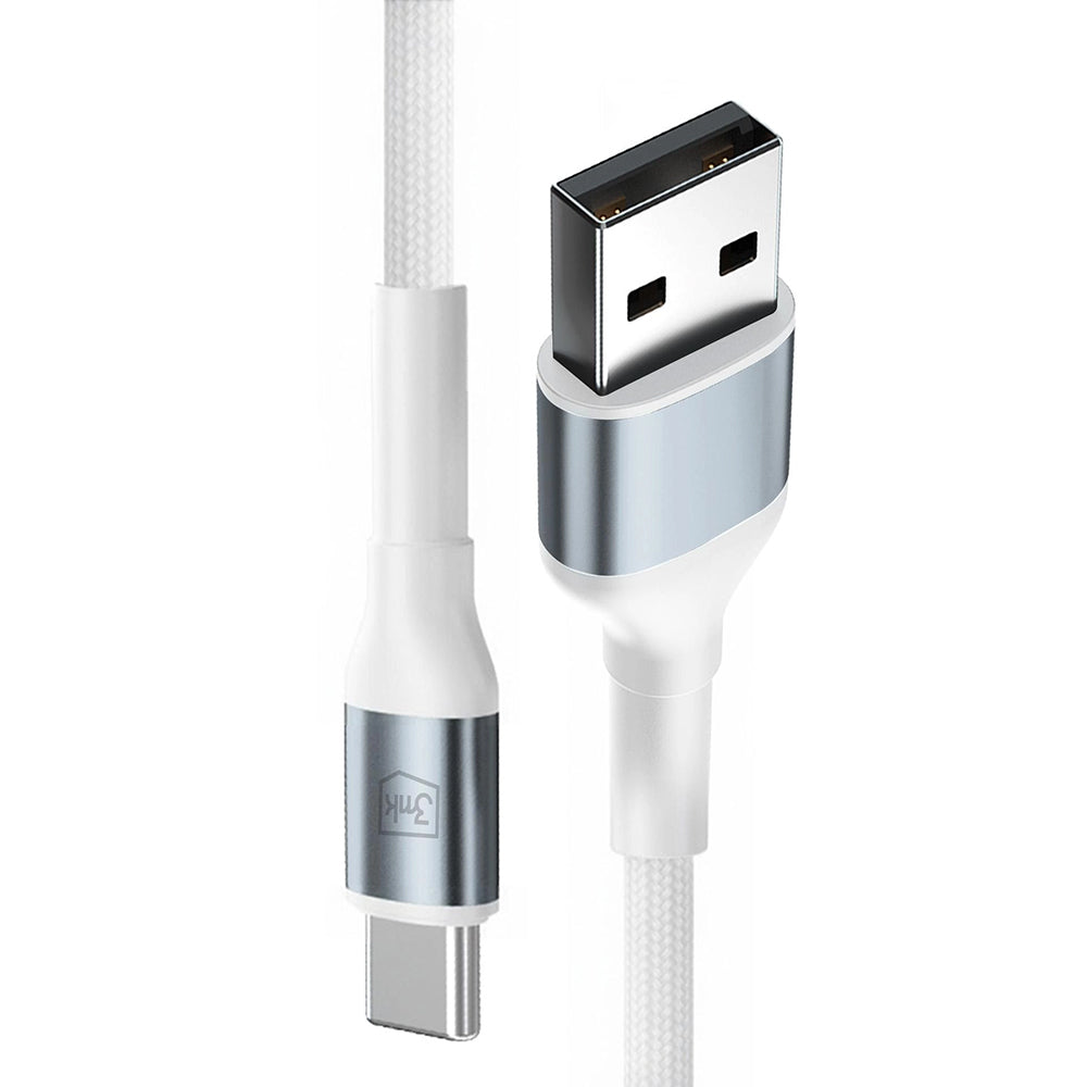 Cablu Date si Incarcare USB-A - USB-C 3MK Hyper N, 18W, 1m, Alb