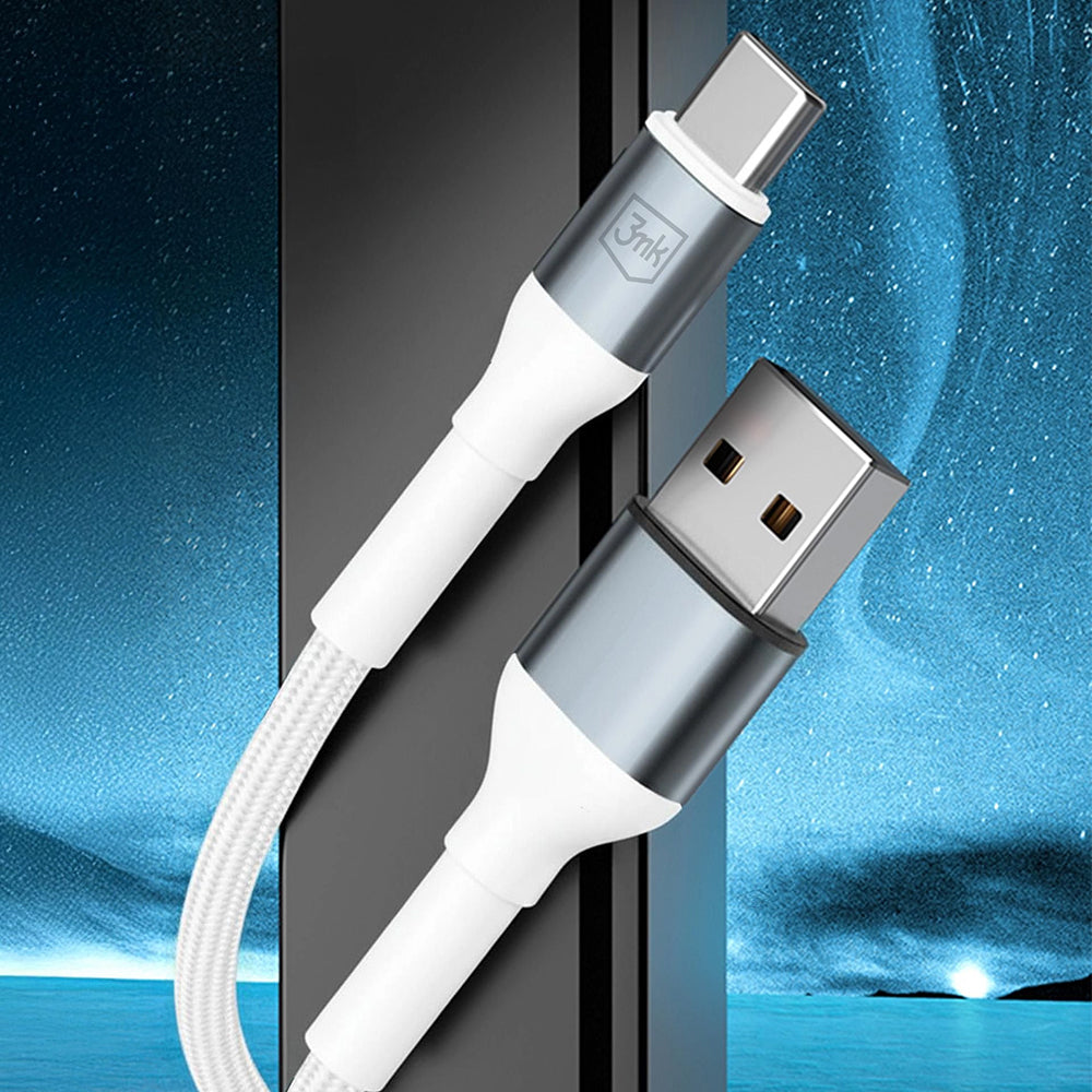 Cablu Date si Incarcare USB-A - USB-C 3MK Hyper N, 18W, 1m, Alb