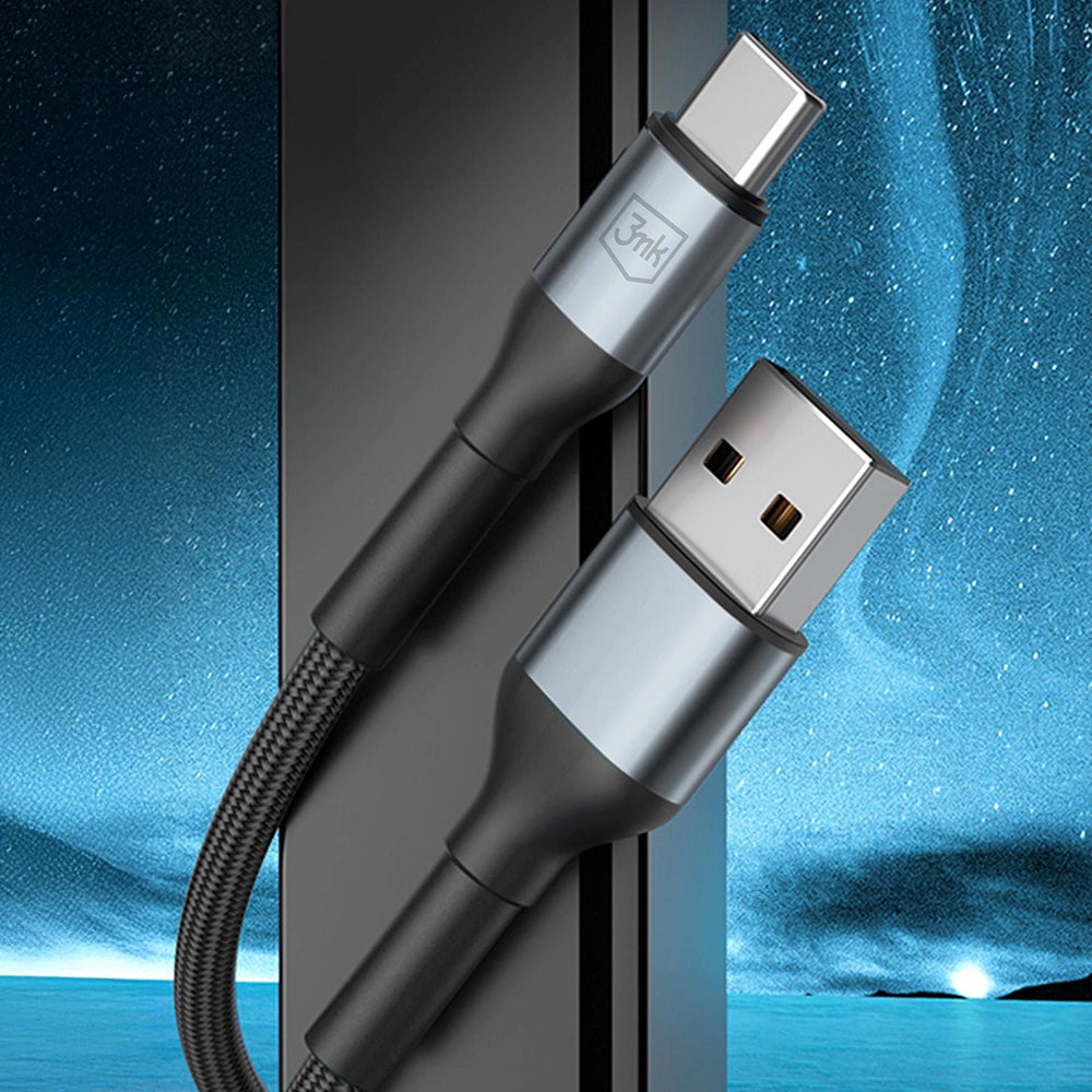 Cablu Date si Incarcare USB-A - USB-C 3MK Hyper N, 18W, 2m, Negru