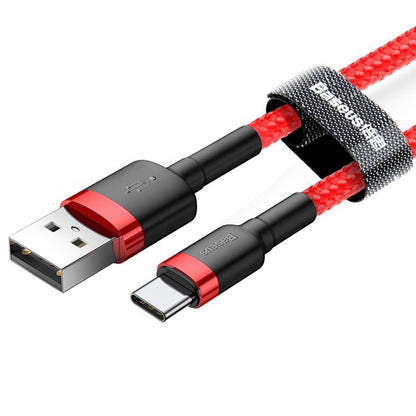 Cablu Date si Incarcare USB-A - USB-C Baseus Cafule, 18W, 3m, Rosu CATKLF-U09