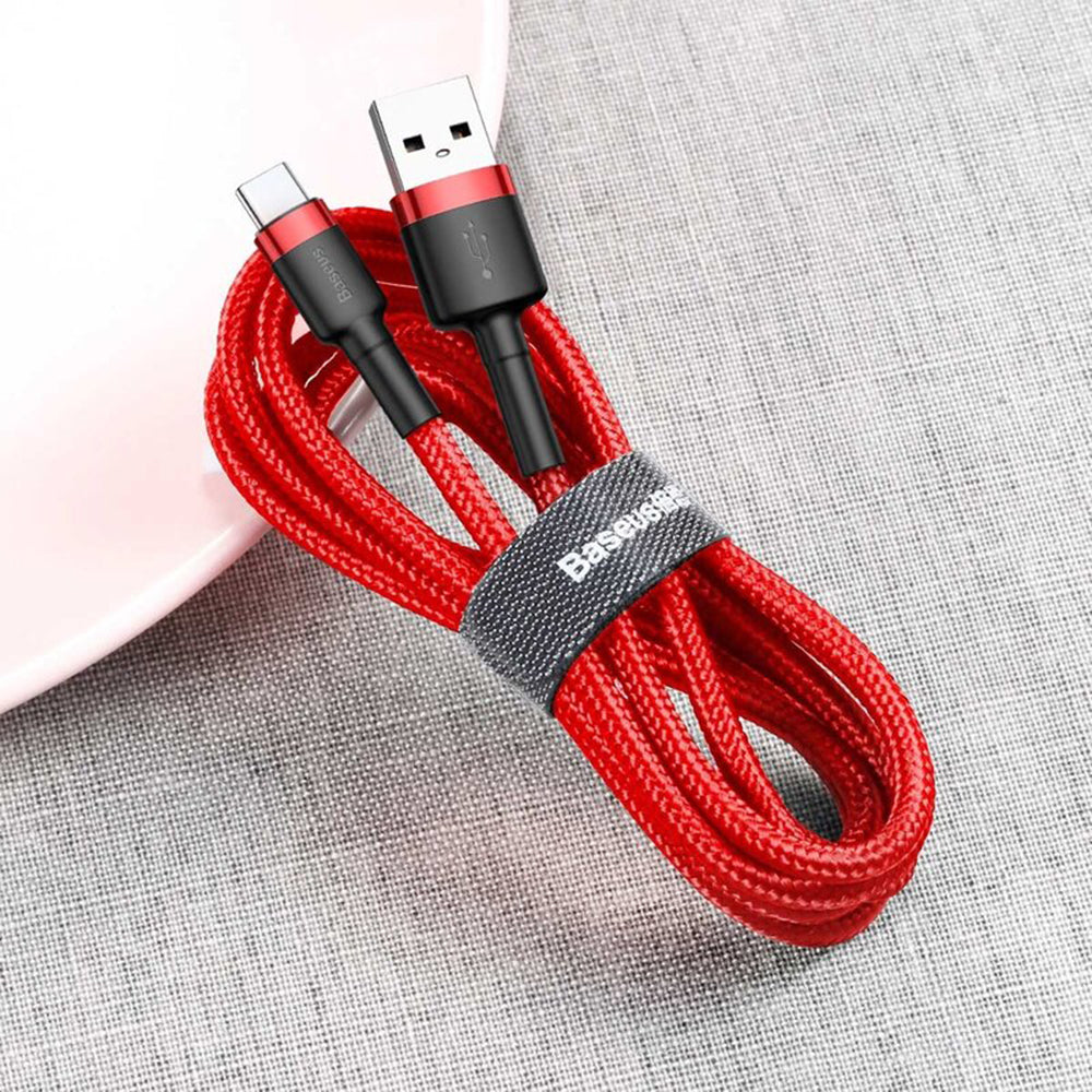 Cablu Date si Incarcare USB-A - USB-C Baseus Cafule, 18W, 3m, Rosu CATKLF-U09