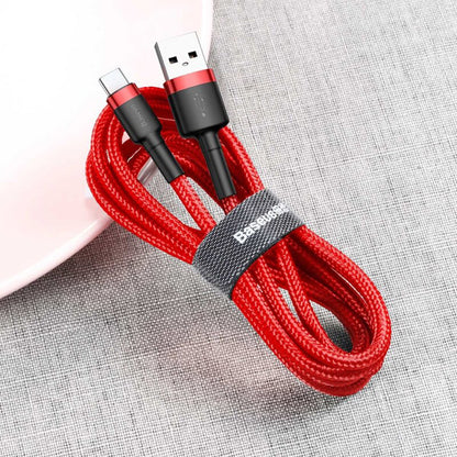 Cablu Date si Incarcare USB-A - USB-C Baseus Cafule, 18W, 3m, Rosu CATKLF-U09