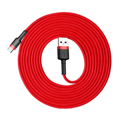 Cablu Date si Incarcare USB-A - USB-C Baseus Cafule, 18W, 3m, Rosu CATKLF-U09