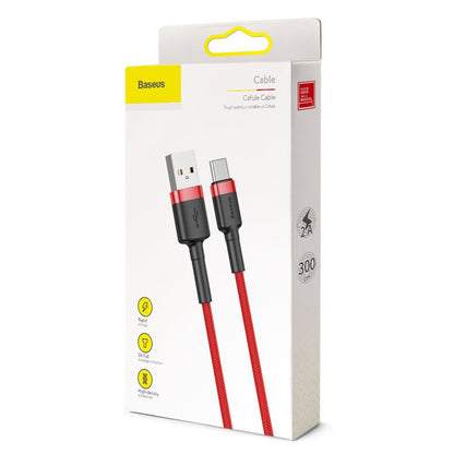 Cablu Date si Incarcare USB-A - USB-C Baseus Cafule, 18W, 3m, Rosu CATKLF-U09