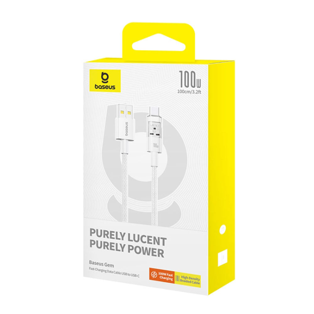 Cablu Date si Incarcare USB-A - USB-C Baseus Gem, 100W, 1m, Alb P10373002211-00