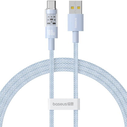 Cablu Date si Incarcare USB-A - USB-C Baseus Gem, 100W, 1m, Bleu P10373002311-00
