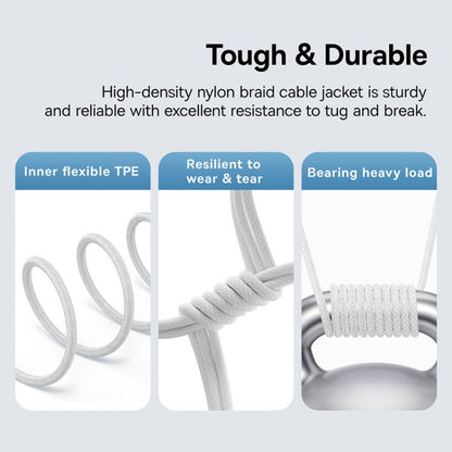 Cablu Date si Incarcare USB-A - USB-C Baseus Gem, 100W, 2m, Alb P10373002211-01