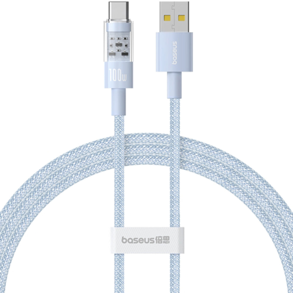 Cablu Date si Incarcare USB-A - USB-C Baseus Gem, 100W, 2m, Bleu P10373002311-01
