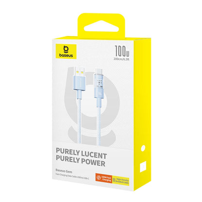 Cablu Date si Incarcare USB-A - USB-C Baseus Gem, 100W, 2m, Bleu P10373002311-01