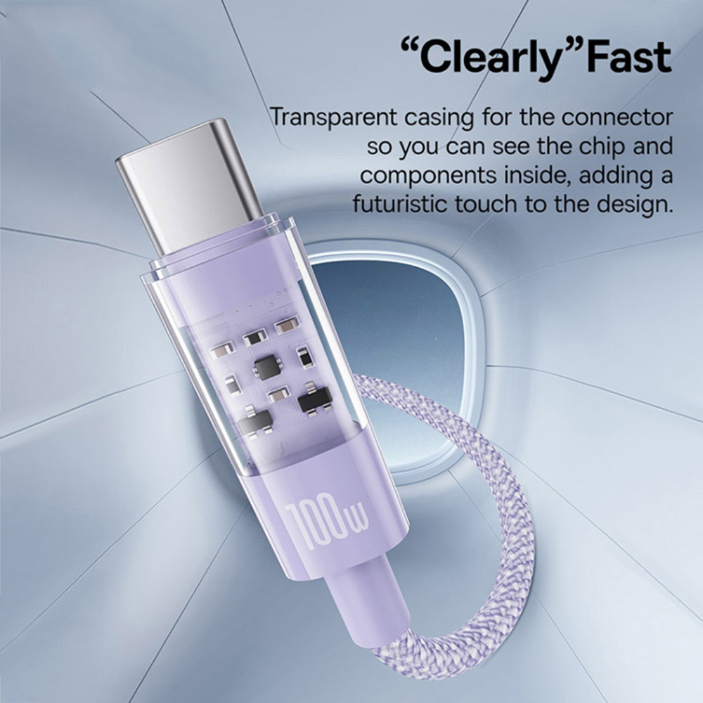 Cablu Date si Incarcare USB-A - USB-C Baseus Gem, 100W, 2m, Mov P10373002511-01