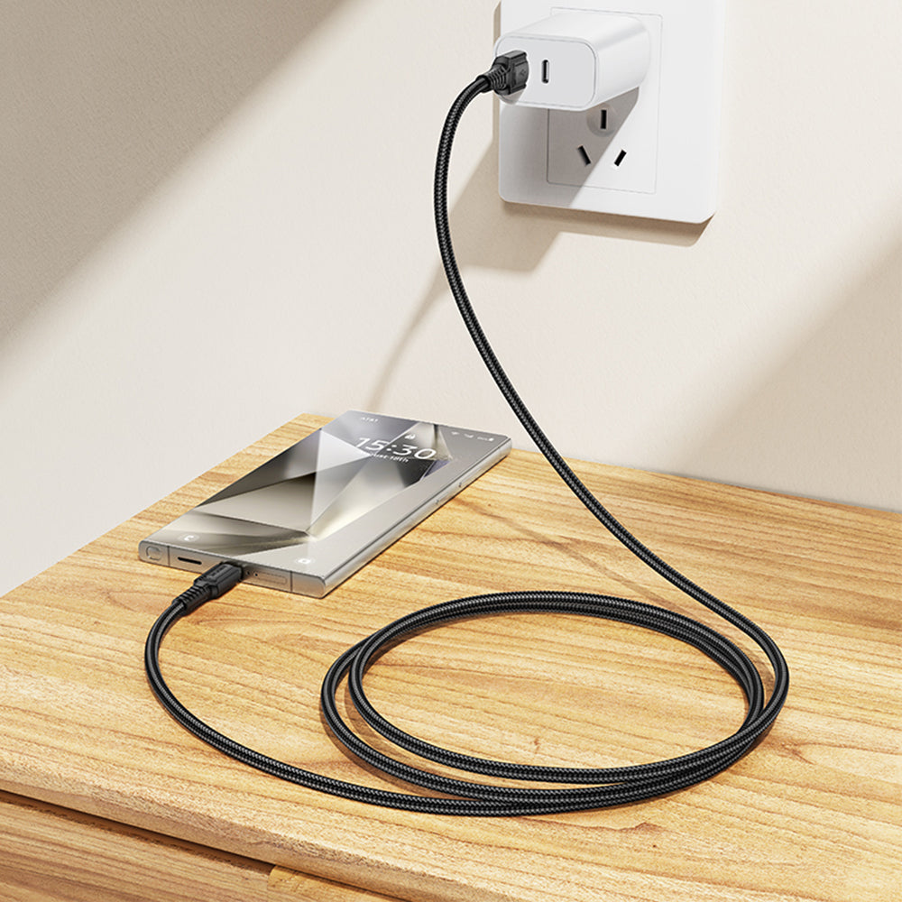 Cablu Date si Incarcare USB-A - USB-C Borofone BX116 Certain, 18W, 1m, Negru