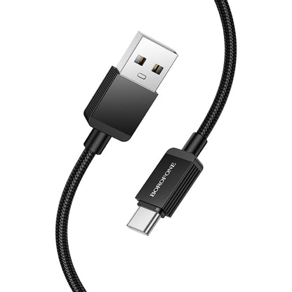 Cablu Date si Incarcare USB-A - USB-C Borofone BX120 Placer, 18W, 1m, Negru