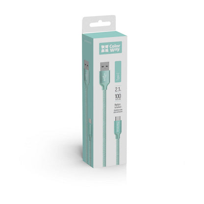 Cablu Date si Incarcare USB-A - USB-C ColorWay CW-CBUC003, 18W, 1m, Verde