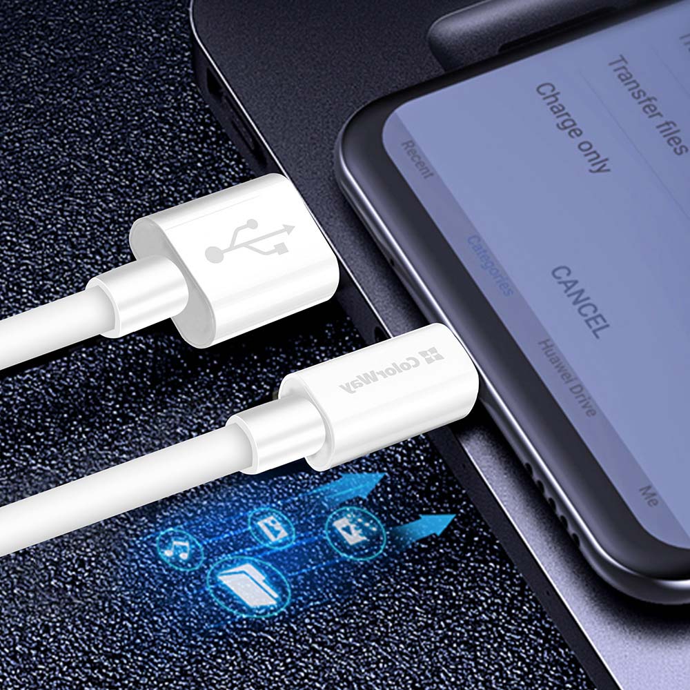 Cablu Date si Incarcare USB-A - USB-C ColorWay CW-CBUC019, 18W, 1m, Alb