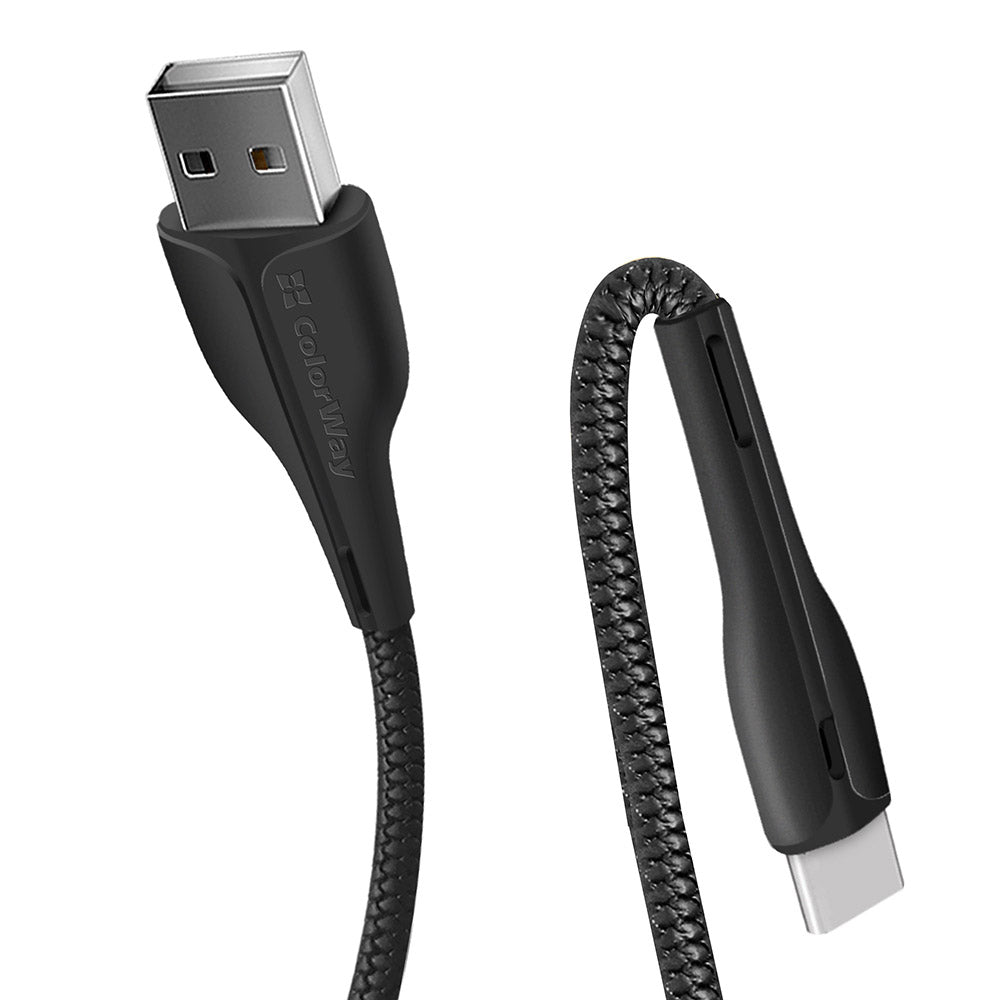 Cablu Date si Incarcare USB-A - USB-C ColorWay CW-CBUC034, 18W, 1m, Negru