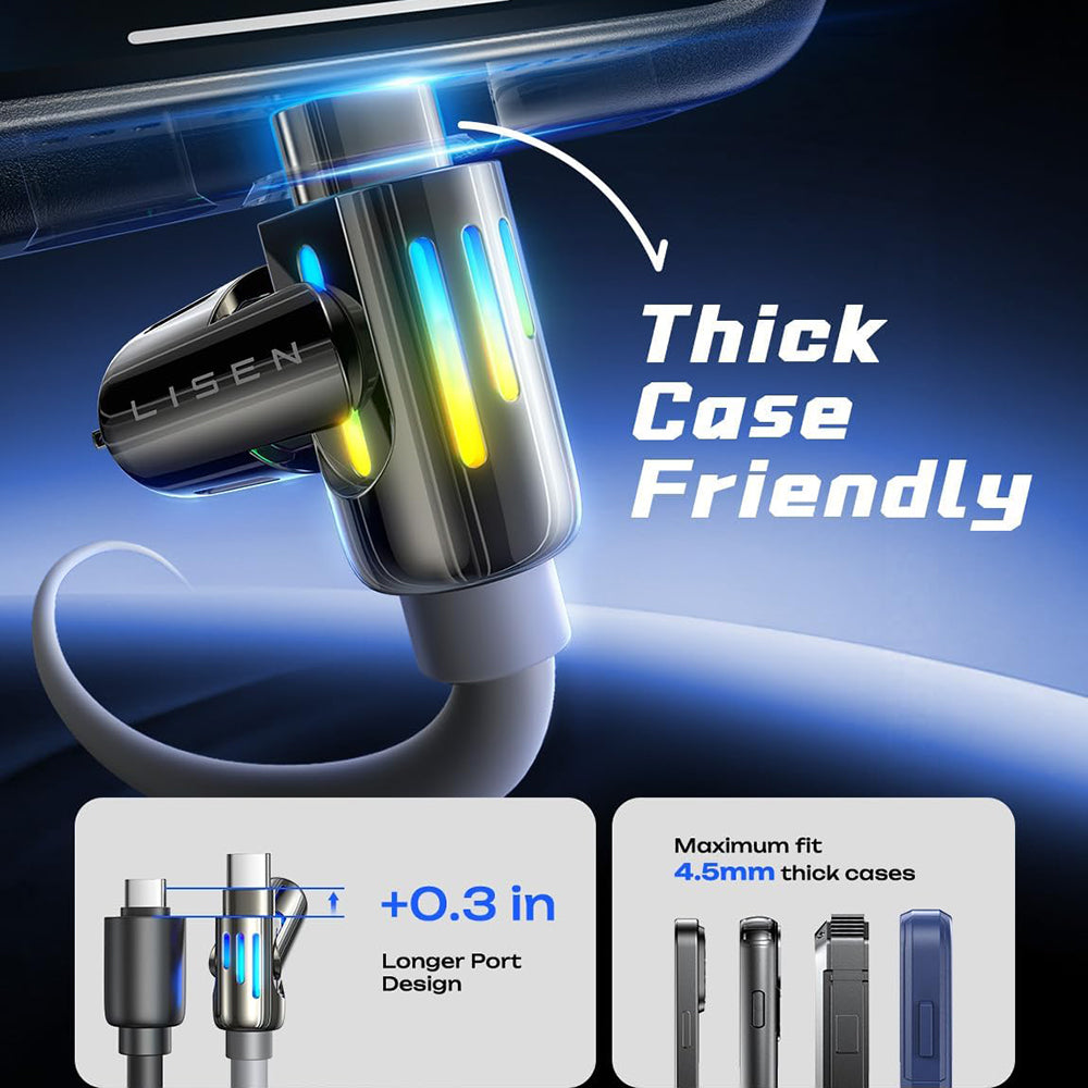 Cablu Date si Incarcare USB-A / USB-C - Lightning / USB-C Lisen 4in1, 240W, 2m, Gri YL0124110002