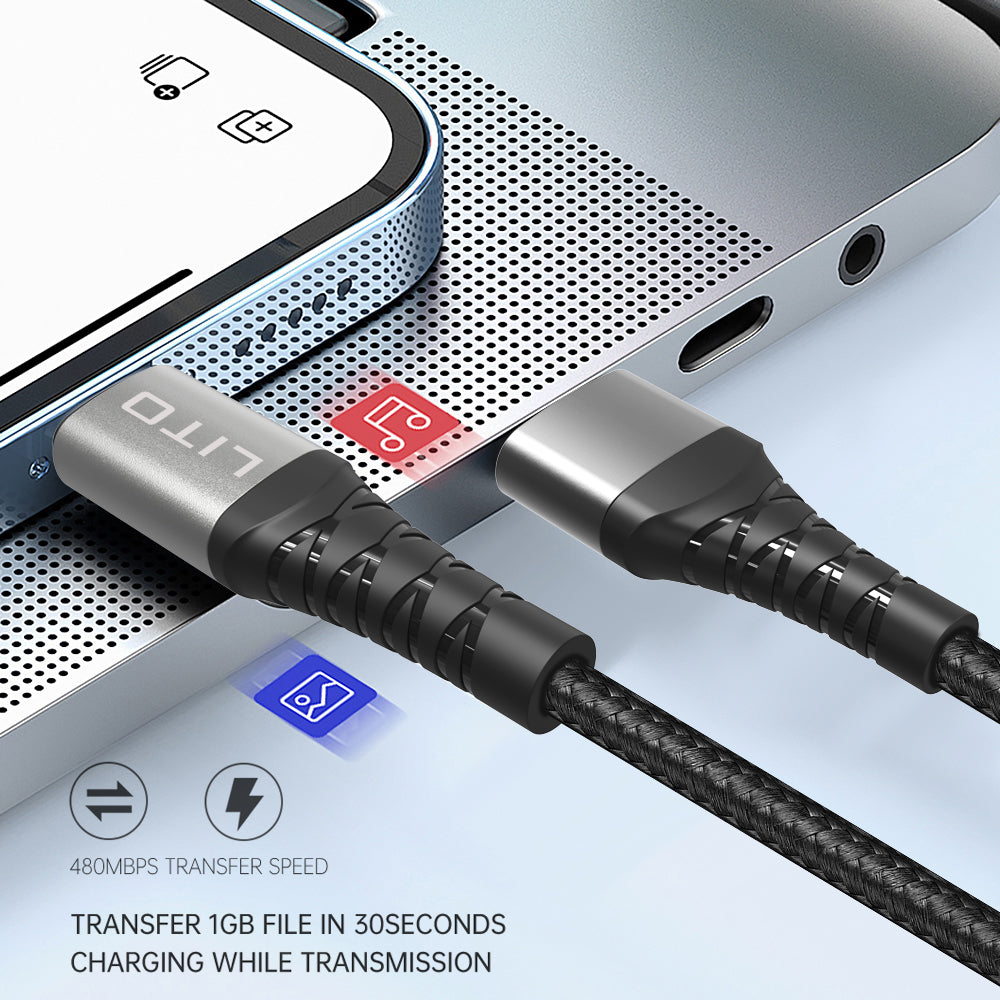 Cablu Date si Incarcare USB-A - USB-C Lito LD08T, 18W, 1m, Negru