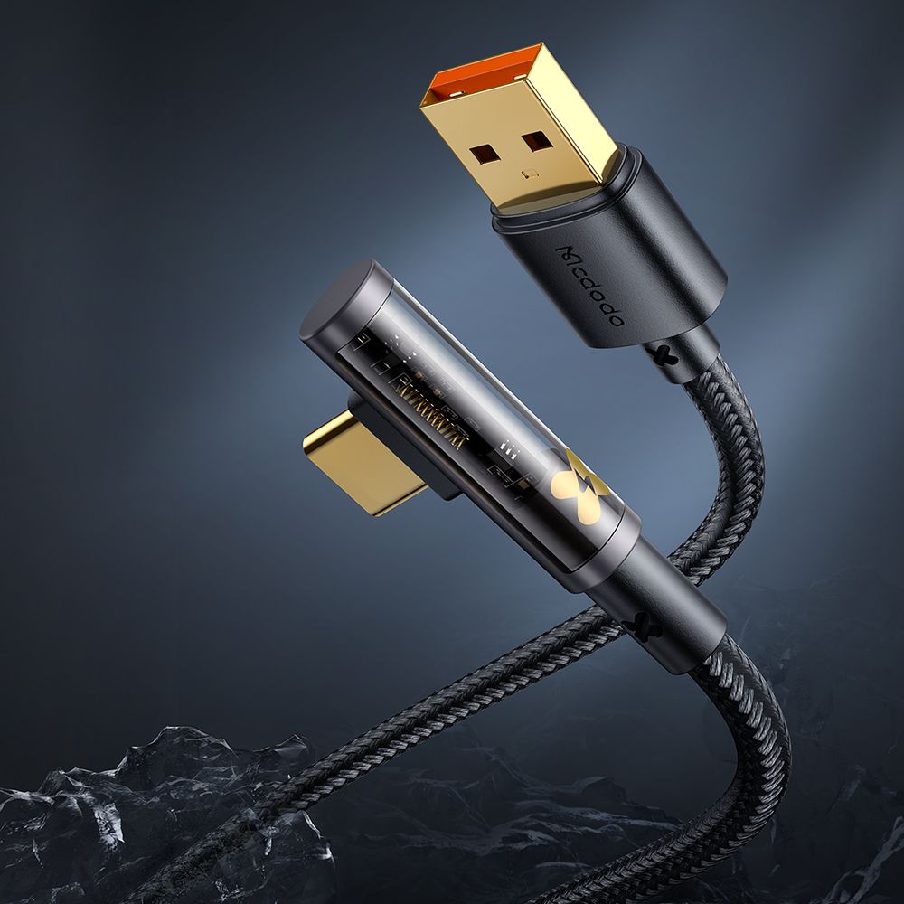 Cablu Date si Incarcare USB-A - USB-C McDodo CA-3380 Angled, 100W, 1.2m, Negru