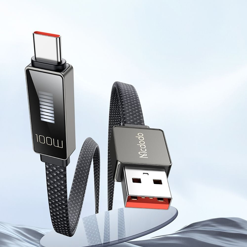 Cablu Date si Incarcare USB-A - USB-C McDodo CA-4980 Rythm Display, 100W, 1.2m, Negru