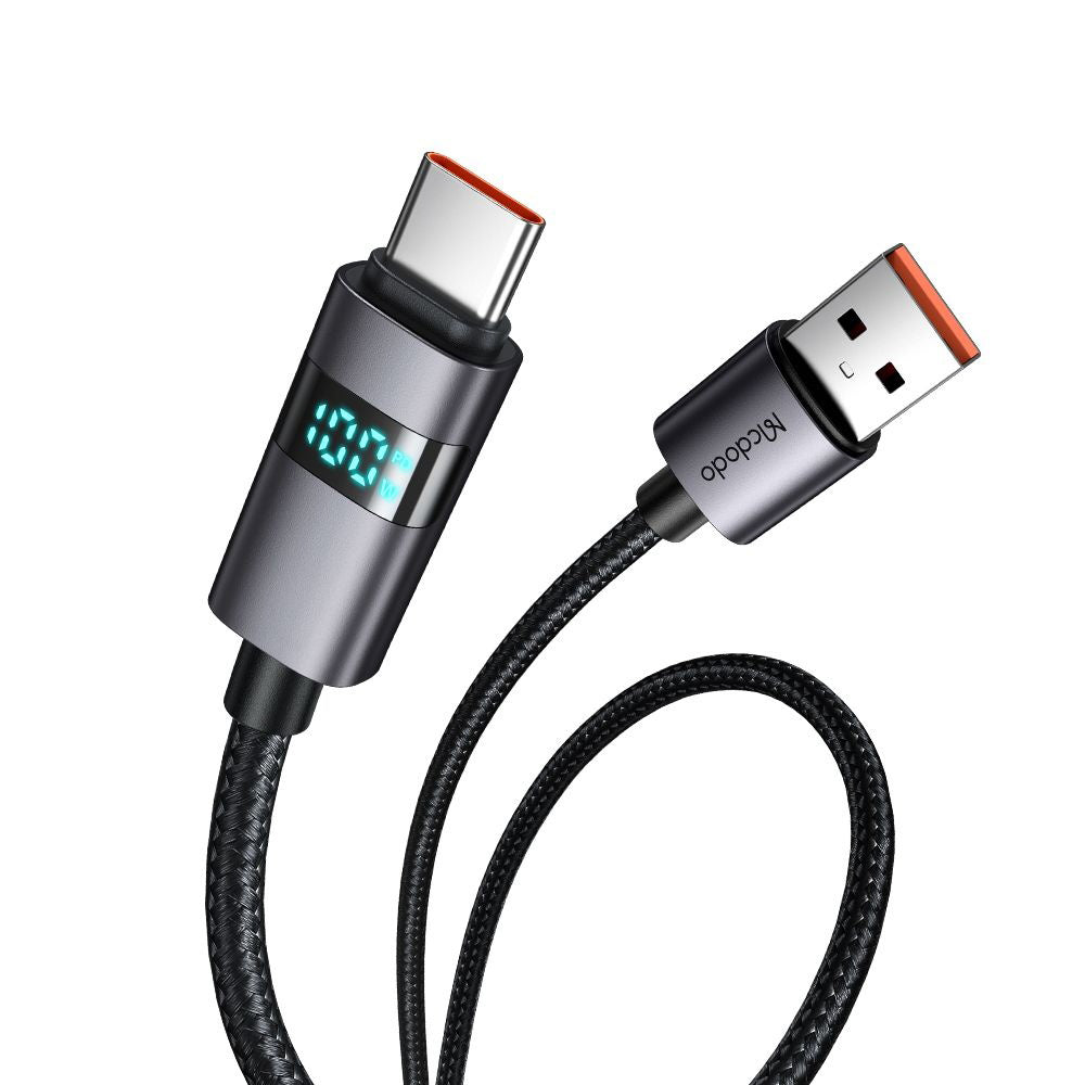 Cablu Date si Incarcare USB-A - USB-C McDodo CA-6520 Display, 100W, 1.2m, Negru
