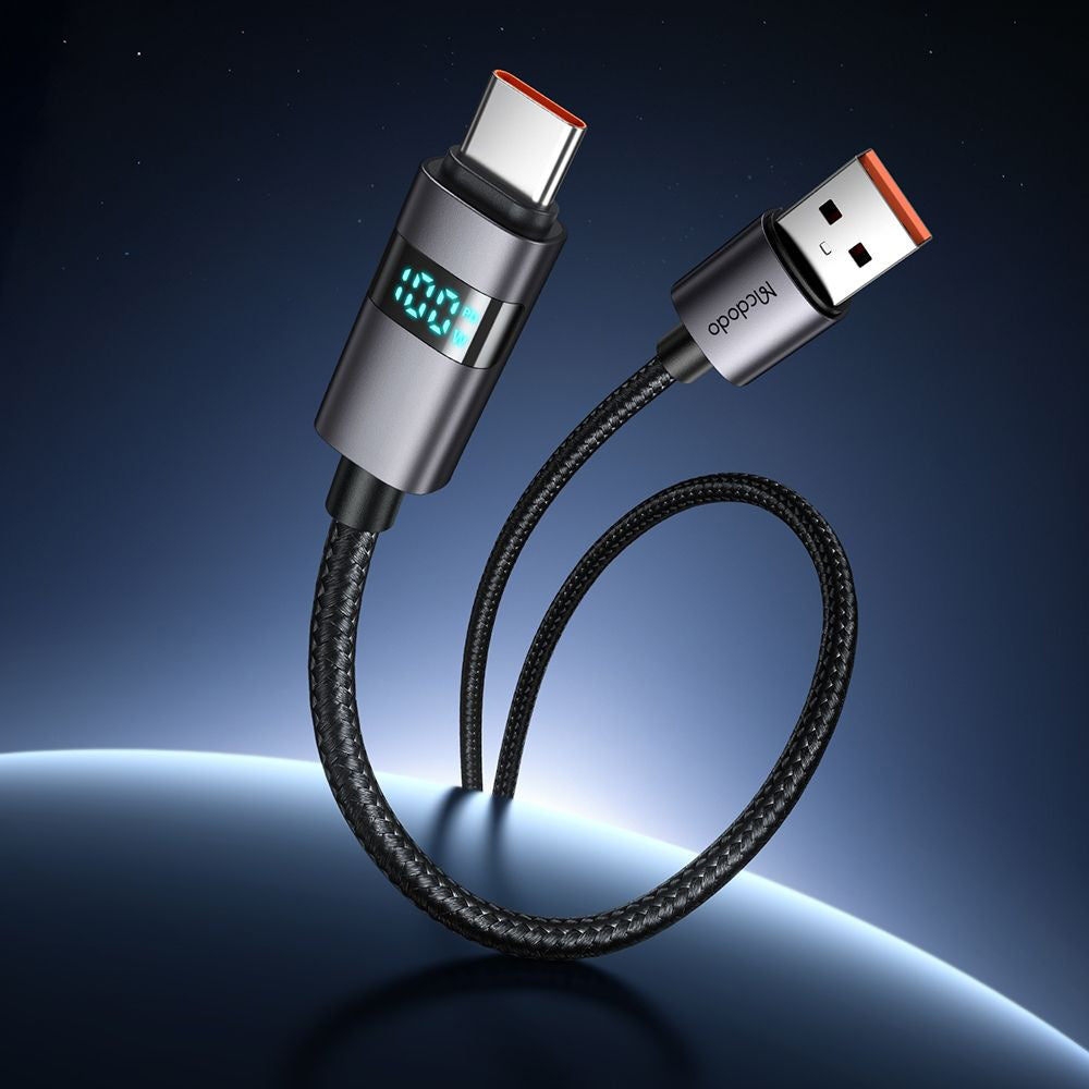 Cablu Date si Incarcare USB-A - USB-C McDodo CA-6520 Display, 100W, 1.2m, Negru