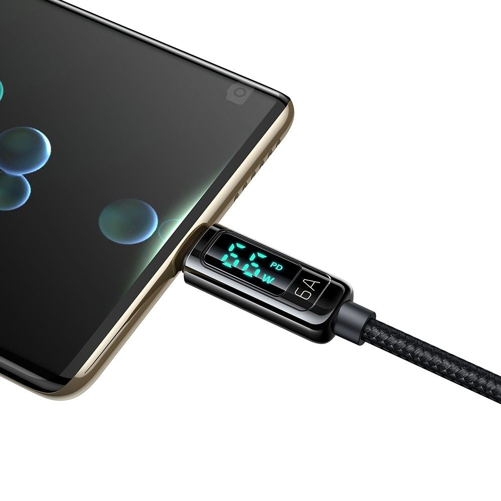 Cablu Date si Incarcare USB-A - USB-C McDodo CA-8690 Display, 66W, 1.2m, Negru