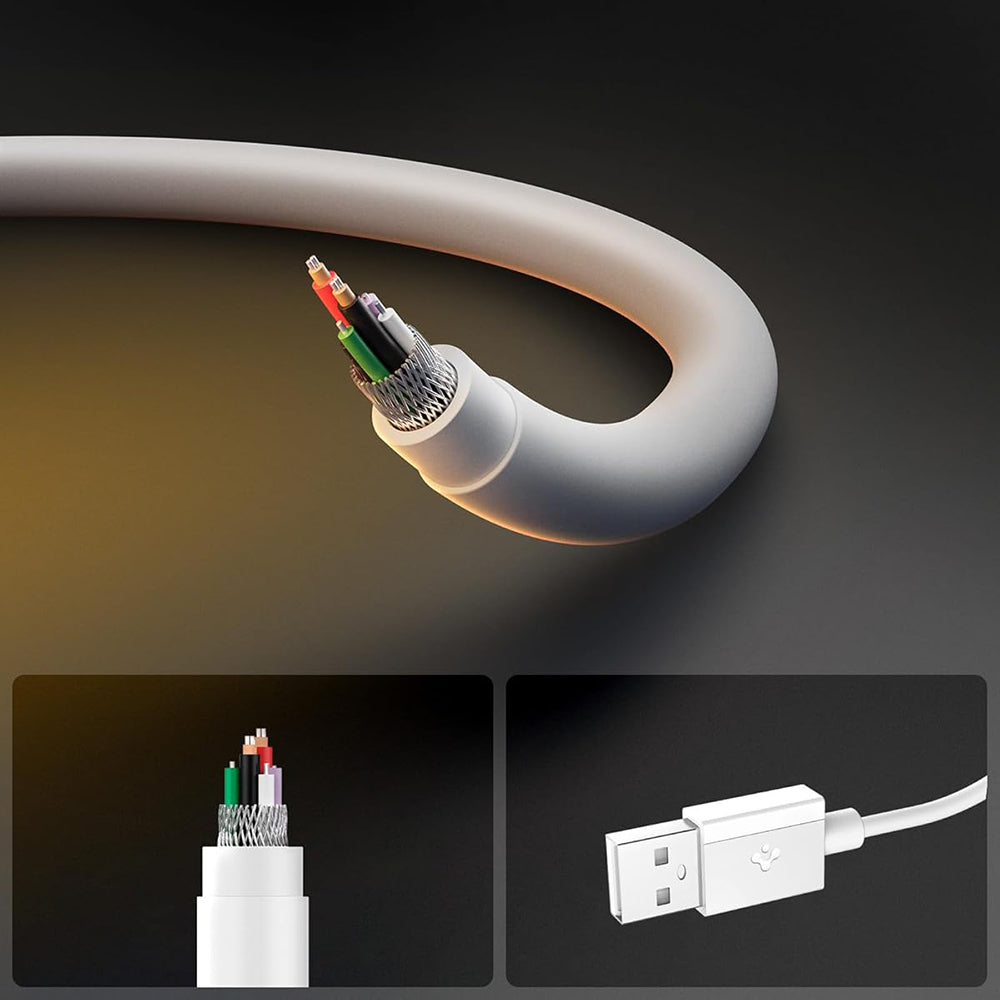 Cablu Date si Incarcare USB-A - USB-C Spigen EB6015AC, 60W, 1.5m, Alb ACA10413