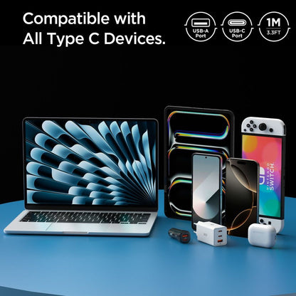 Cablu Date si Incarcare USB-A - USB-C Spigen Essential, 60W, 1m, Alb