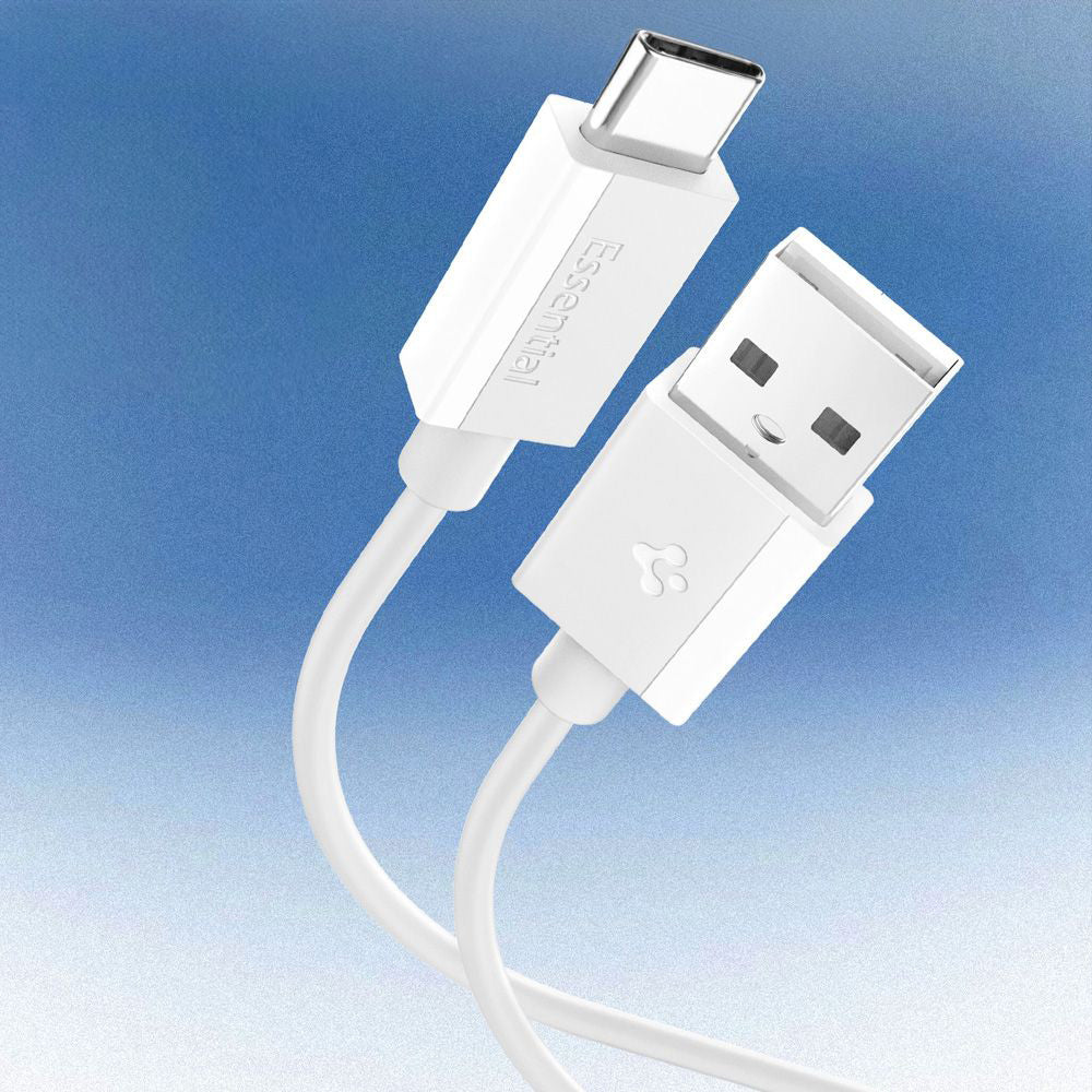 Cablu Date si Incarcare USB-A - USB-C Spigen Essential, 60W, 2m, Alb