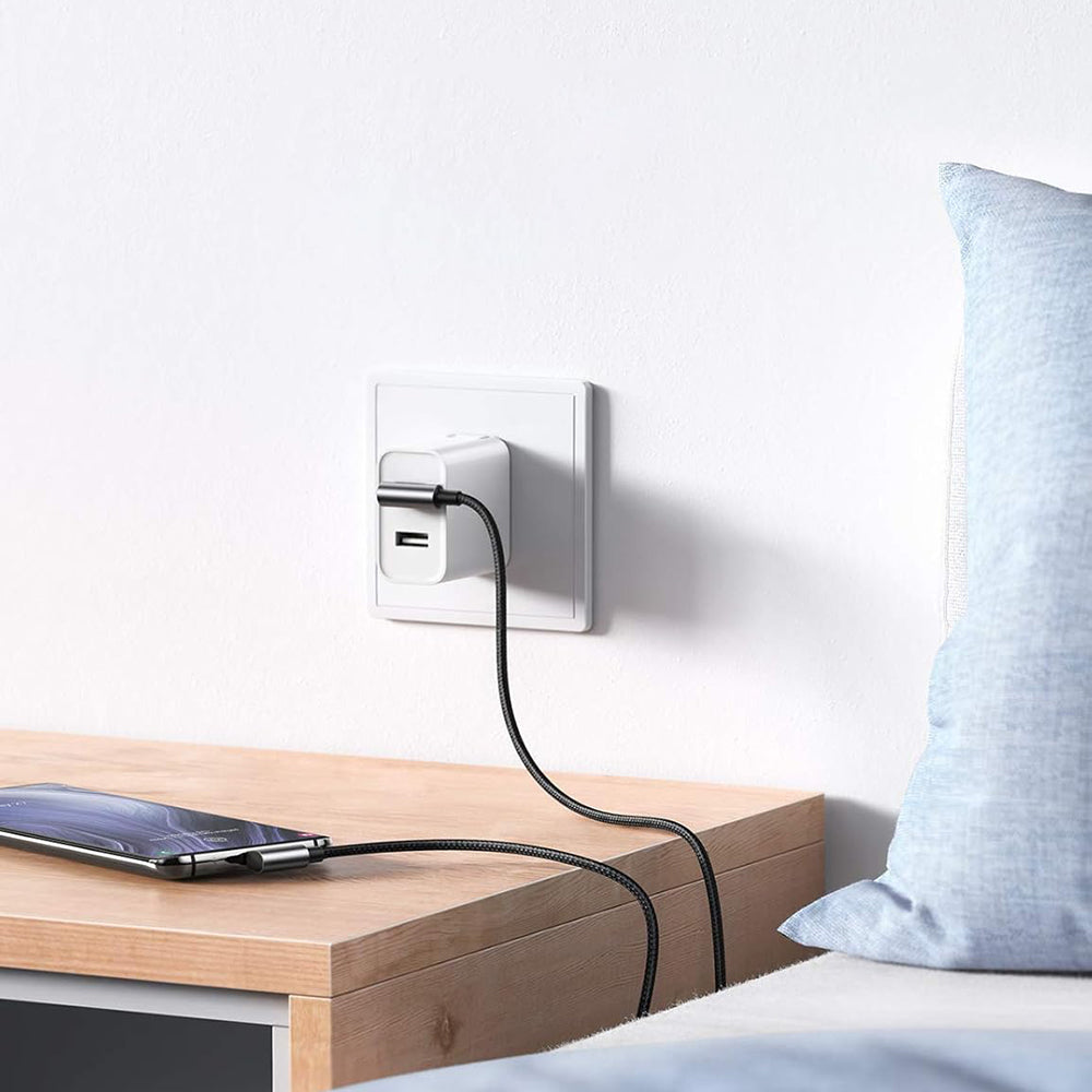 Cablu Date si Incarcare USB-A - USB-C UGREEN US176 Angled, 18W, 3m, Gri