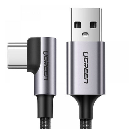 Cablu Date si Incarcare USB-A - USB-C UGREEN US284 Angled, 18W, 0.5m, Gri