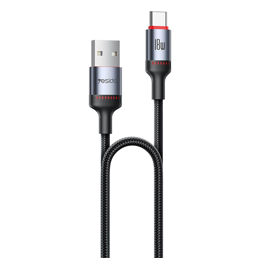 Cablu Date si Incarcare USB-A - USB-C Yesido CA129C, 18W, 1.2m, Negru