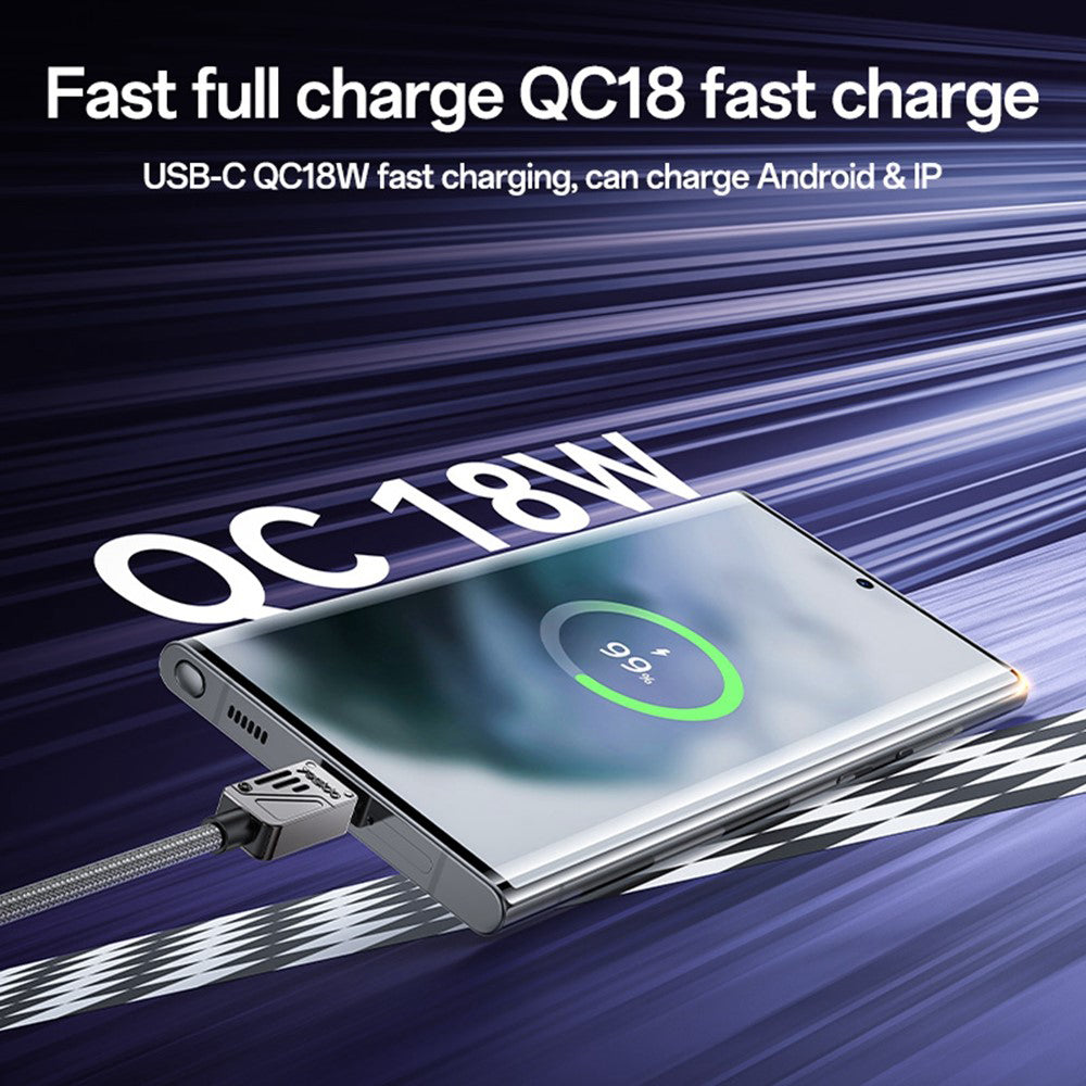 Cablu Date si Incarcare USB-A - USB-C Yesido CA135C, 18W, 1.2m, Negru