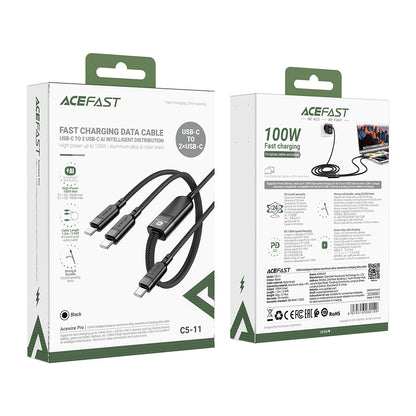 Cablu Date si Incarcare USB-C - 2 x USB-C Acefast C5-11, 100W, 1.2m, Negru