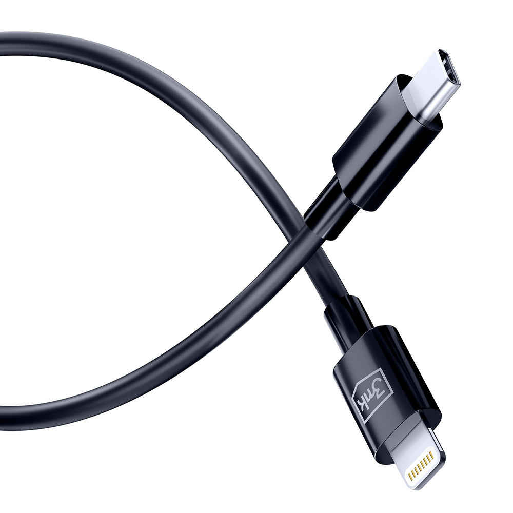 Cablu Date si Incarcare USB-C - Lightning 3MK Hyper, 20W, 1.2m, Alb