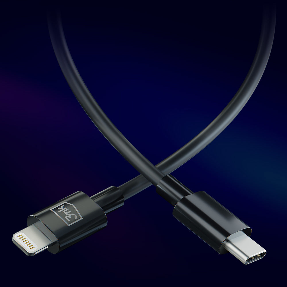 Cablu Date si Incarcare USB-C - Lightning 3MK Hyper, 20W, 1.2m, Negru