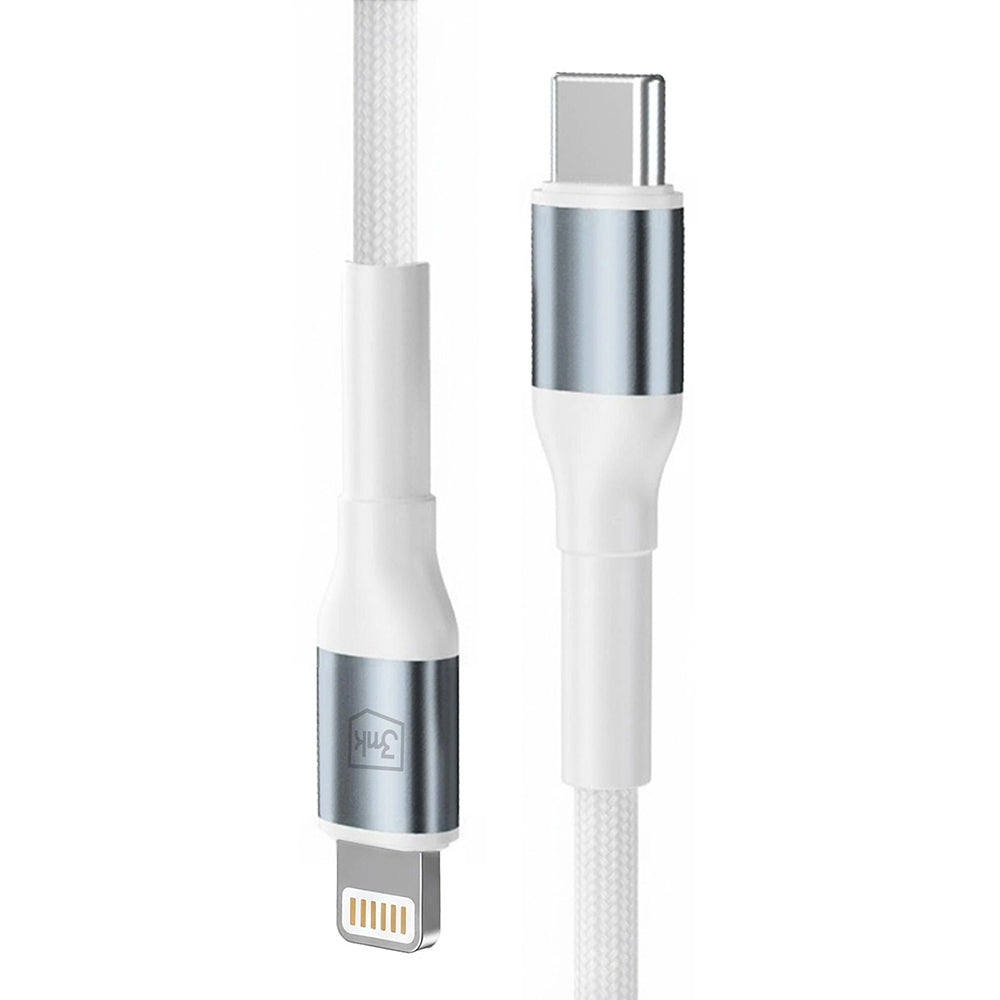 Cablu Date si Incarcare USB-C - Lightning 3MK Hyper N, 20W, 1m, Alb