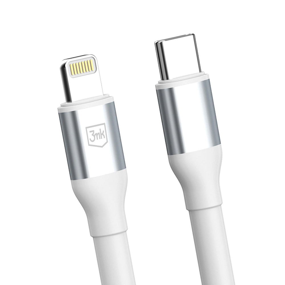 Cablu Date si Incarcare USB-C - Lightning 3MK Hyper N, 20W, 1m, Alb