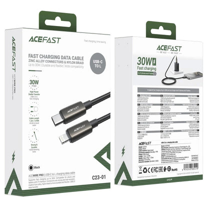 Cablu Date si Incarcare USB-C - Lightning Acefast C23-01, 30W, 1.2m, Negru