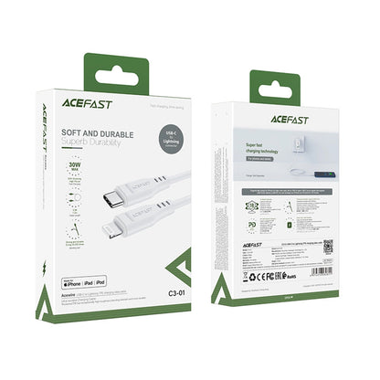 Cablu Date si Incarcare USB-C - Lightning Acefast C3-01, 30W, 1.2m, Alb