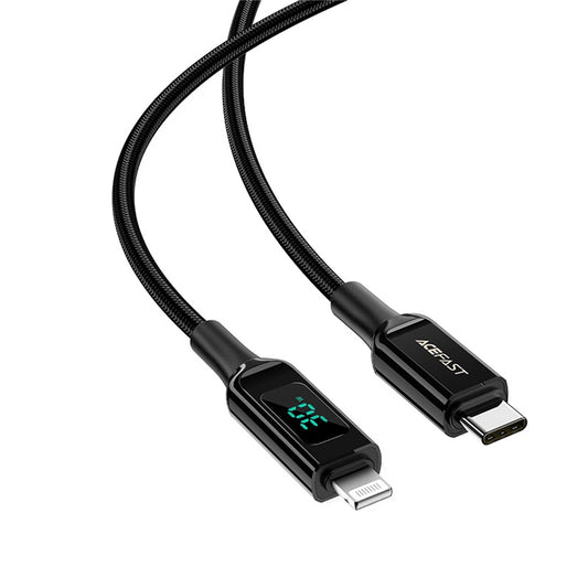 Cablu Date si Incarcare USB-C - Lightning Acefast C6-01 Display, 20W, 1.2m, Negru