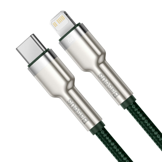 Cablu Date si Incarcare USB-C - Lightning Baseus Cafule Metal, 20W, 1m, Verde CATLJK-A06