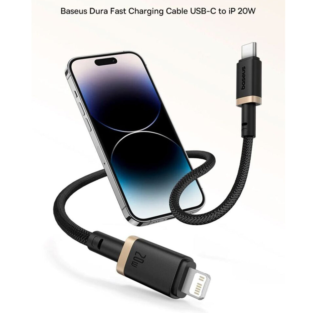Cablu Date si Incarcare USB-C - Lightning Baseus Dura Series, 20W, 2m, Rosu Negru E0420802